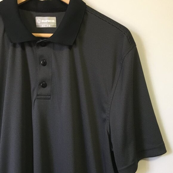 Sunice Black and Grey Pinstripe Sleek Hang Polo Shirt - Picture 5 of 16